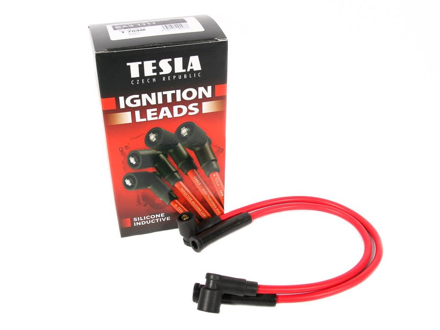 Провода в/н 1111 "TESLA" силикон.(c наконечниками) (к-т) (T704M) с индукционным сердечником