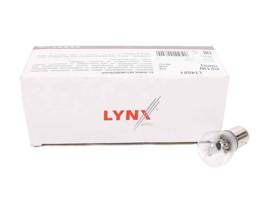 Лампа А 12-21 (указ.поворотов,стоп-сигнал,з/ход) P21W 12V "LYNX"