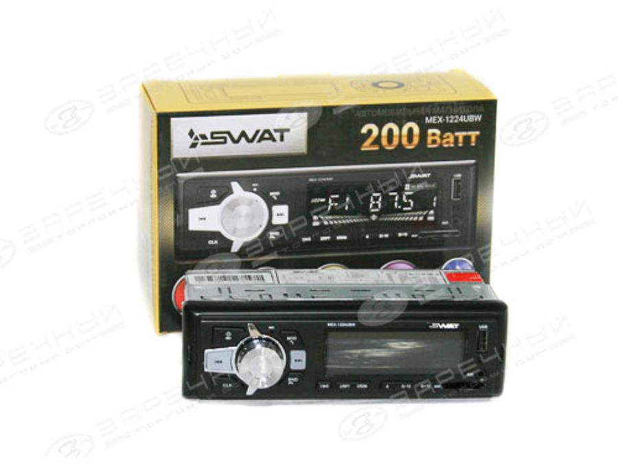Автомагнитола "SWAT" MEX-1224 SD/MMC/USB,Bluetooth,белая подсветка,4х45 Вт, 24в для коммерческого
