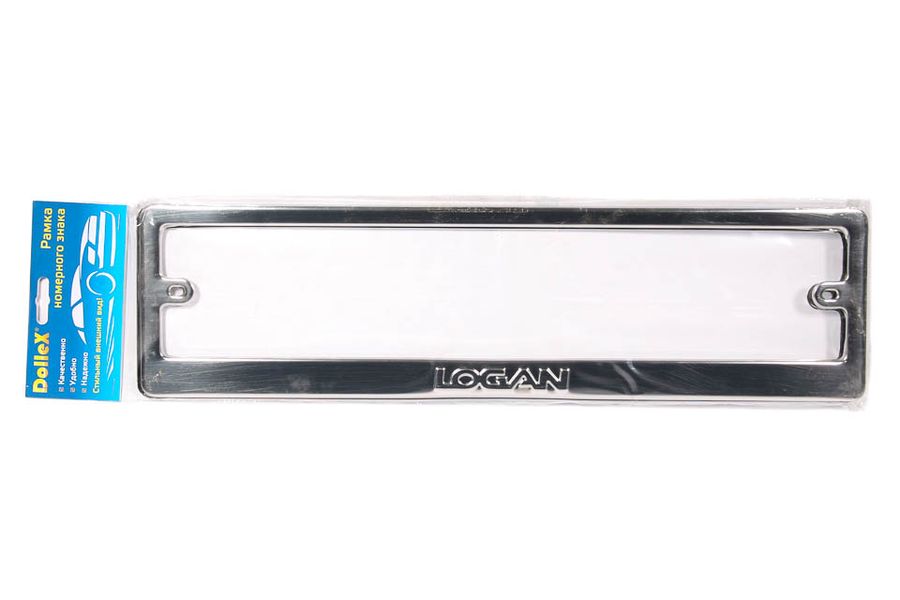Рамка номерного знака безадаптерная нержавеющая сталь штамп 'Logan' (уп. 2 шт.)