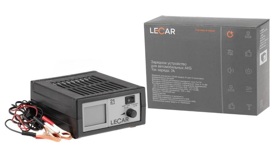 Зарядное устройство АКБ импульсное "LECAR"  автомат,0-7А, 14.1/14.8/16В,  ЖК индикатор