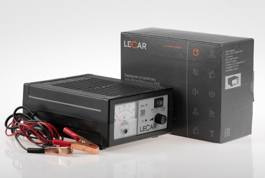 Зарядное устройство АКБ импульсное "LECAR" автом.,тяговых и лодочных типа AGM,EFB автомат12В,0,8-20А