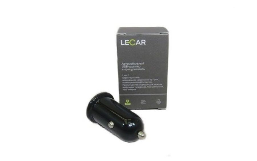 Адаптер автомобильный на 1 USB "LECAR" в прикуриватель Quick Charge 3.0