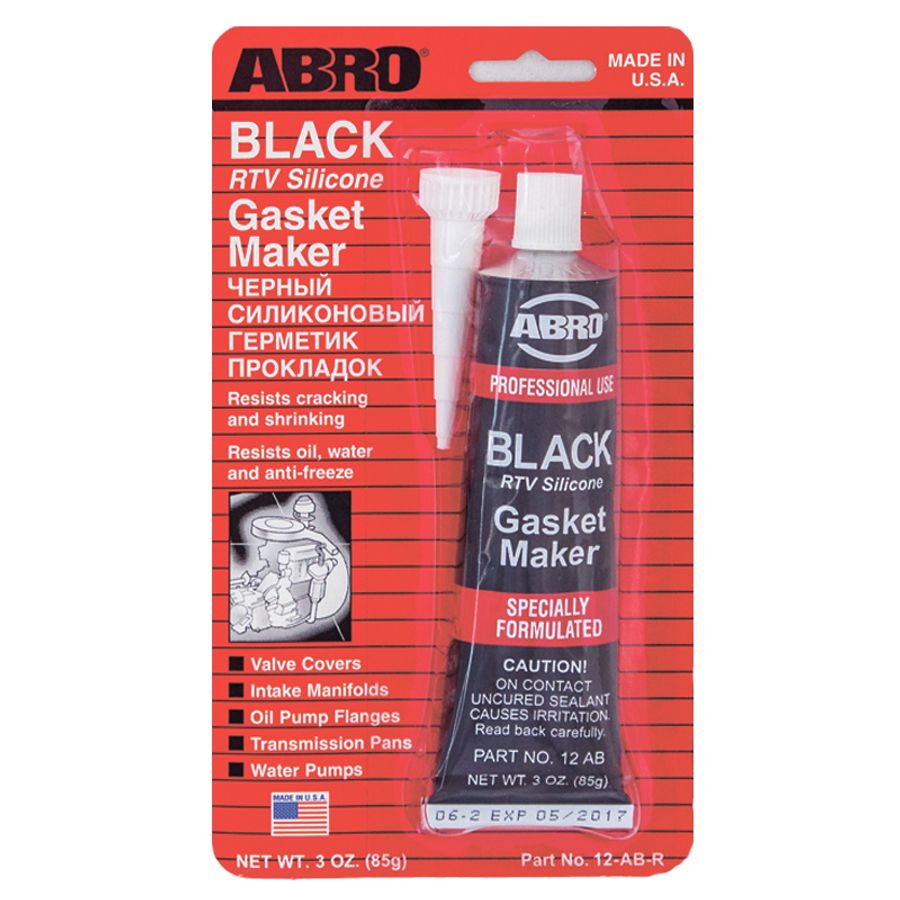 Герметик прокладка (85 гр) черный "ABRO"   силикон. в/температ.